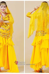 Đồ Cô Dâu Ấn Độ Vàng Tay Dài Kim Sa