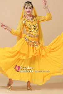 Đồ Cô Dâu Ấn Độ Vàng Tay Dài Kim Sa