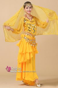 Đồ Cô Dâu Ấn Độ Vàng Tay Dài Kim Sa