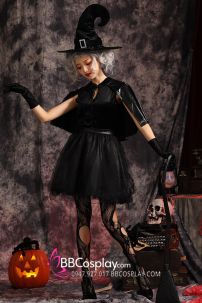 Đầm Hoá Trang Phù Thuỷ Có Kèm Choàng Vai