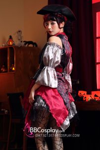 Đồ Hải Tặc Đỏ Xám Nữ Kèm Phụ Kiện