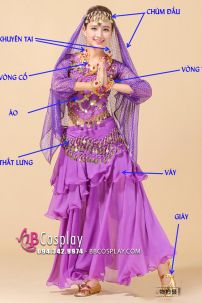 Đồ Cô Dâu Ấn Độ Tím Tay Dài Kim Sa