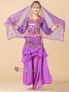 Trang Phục Cô Dâu Ấn Độ Tím Tay Dài Kim Sa