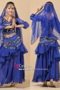 Đồ Cô Dâu Ấn Độ Xanh Đậm Tay Dài Kim Sa