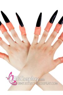 Set Móng Tay Quỷ Halloween Đen/Đỏ