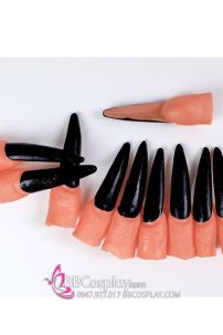 Set Móng Tay Quỷ Halloween Đen/Đỏ
