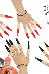 Set Móng Tay Quỷ Halloween Đen/Đỏ