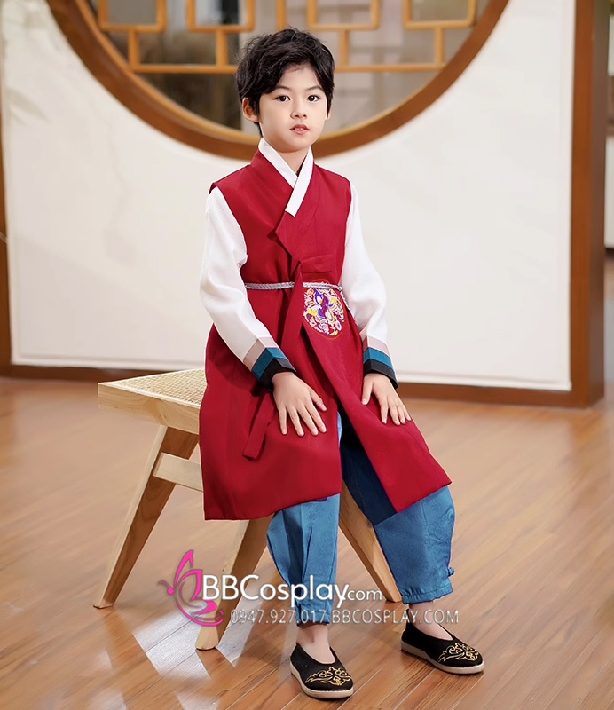 Hanbok Hàn Quốc Công Tử Cho Bé Vải Gấm Cao Cấp Chuẩn Hàn