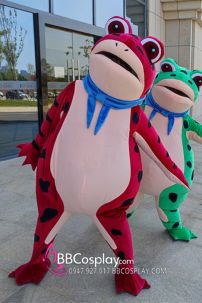 Mascot Ếch Bơm Hơi Bản Hồng Barbie Pinky