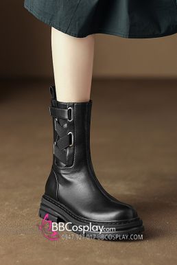 Giày Boot Da Đen Nữ Size 235 / 37