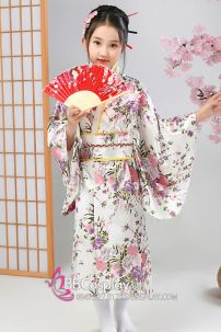 Kimono Nhật Cho Bé Gái - Phi Trắng Hoa