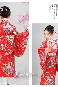 Kimono Nhật Cho Bé Gái - Phi Đỏ Hoa