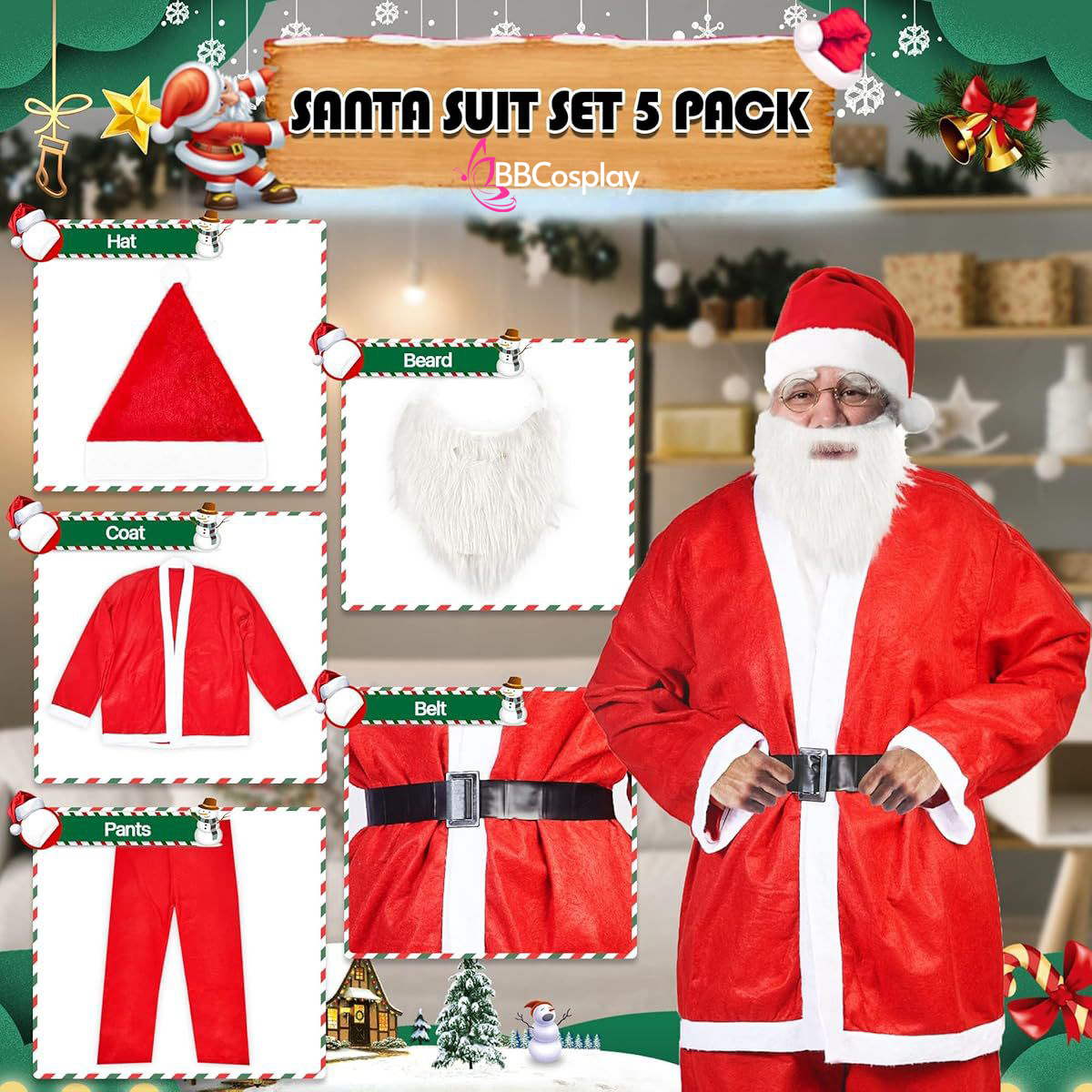 [SIÊU RẺ] COMBO 5 Món Trang Phục Ông Già Noel Vải NỈ