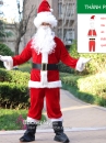 Trang Phục Santa Claus Vải Nhung Đỏ Viền Lông Dài 10Cm - HÀNG MAY - Đỏ Đậm