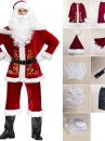Trang Phục Ông Già Noel Đỏ Hoạ Tiết Nhũ Vàng Có Kèm Choàng Vai Tặng Kèm Boot Giả