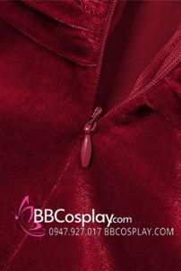 Váy Noel Đỏ Nhung Quyến Rũ Vai Nữ Hoàng