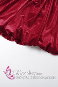 Váy Noel Đỏ Nhung Quyến Rũ Vai Nữ Hoàng