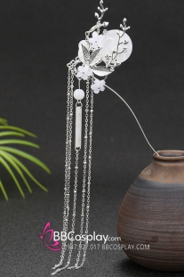 Trâm Cài Tóc Nguyệt Vũ Cổ Trang Màu Bạc Có Tua Rua