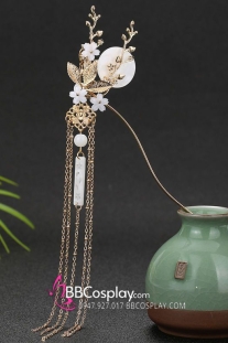 Trâm Cài Tóc Vũ Nguyệt Vàng Có Tua Rua