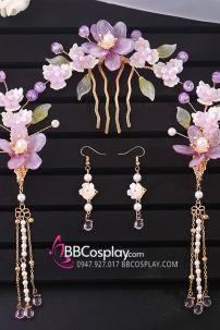 Bộ Trâm Cài 5 Món Hoa Tím