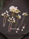 Bộ Trâm Cài 7 Món Đơn Giản Hoa Trà Trắng