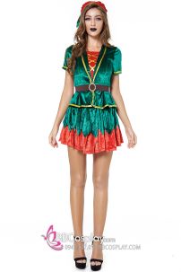 Váy Yêu Tinh Xanh Noel Vải Nhung