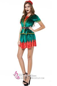 Váy Yêu Tinh Xanh Noel Vải Nhung