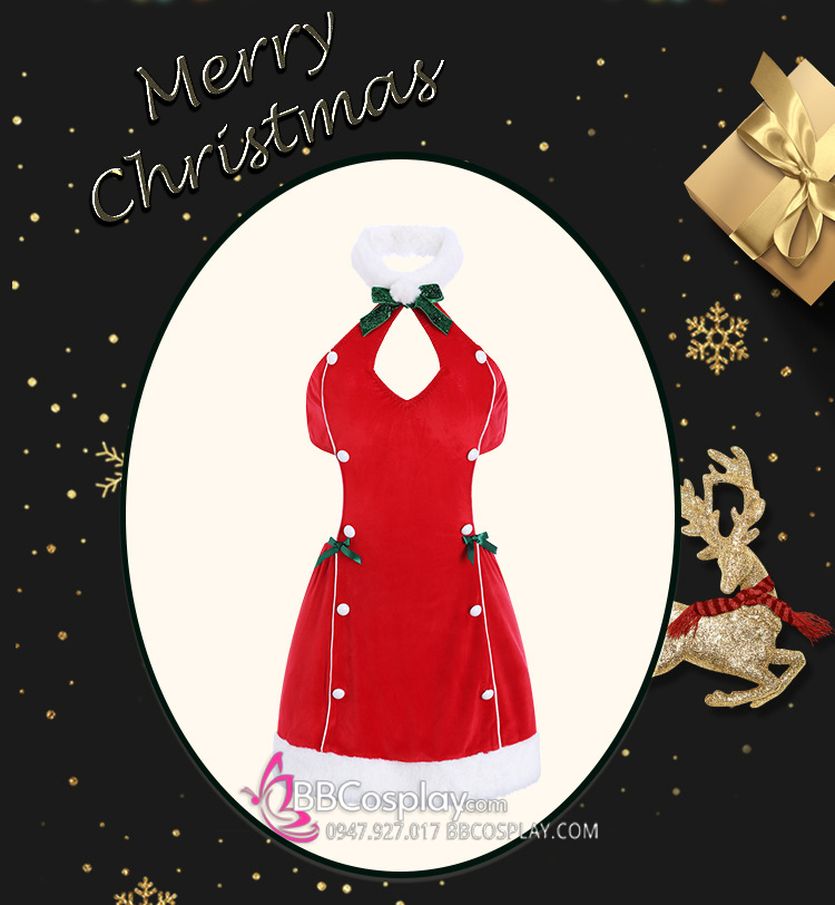 Váy Noel Sexy Đỏ Hở Lưng Quyến Rũ