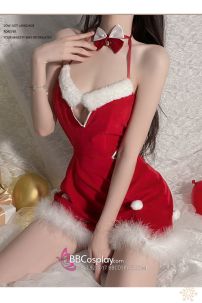 Váy Noel Khoét Eo Hở Lưng Sexy Girl Phối Lông Quyến Rũ