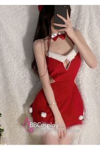 Váy Noel Khoét Eo Hở Lưng Sexy Girl Phối Lông Quyến Rũ