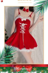 Đầm Noel Dáng Xoè Phối Lông Có Tai Thỏ Sexy Girl