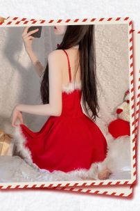 Đầm Noel Dáng Xoè Phối Lông Có Tai Thỏ Sexy Girl