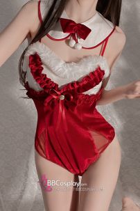 Bộ Bunny Noel Cúp Ngực Viền Lông Kèm Tai Thỏ