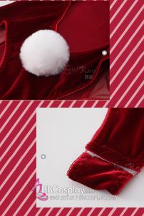 Bộ Bunny Noel Cúp Ngực Viền Lông Kèm Tai Thỏ