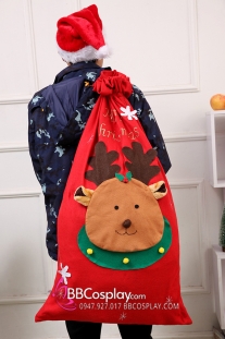 Túi Quà Ông Già Noel Tuần Lộc Bigsize Size 90*60Cm