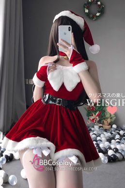 Croptop Noel Weisgirl Váy Dáng Xoè Phối Nơ Trắng Siêu Xinh