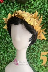 Vòng Lá Nguyệt Quế Vàng Full Đầu - Đính Hoa Vàng