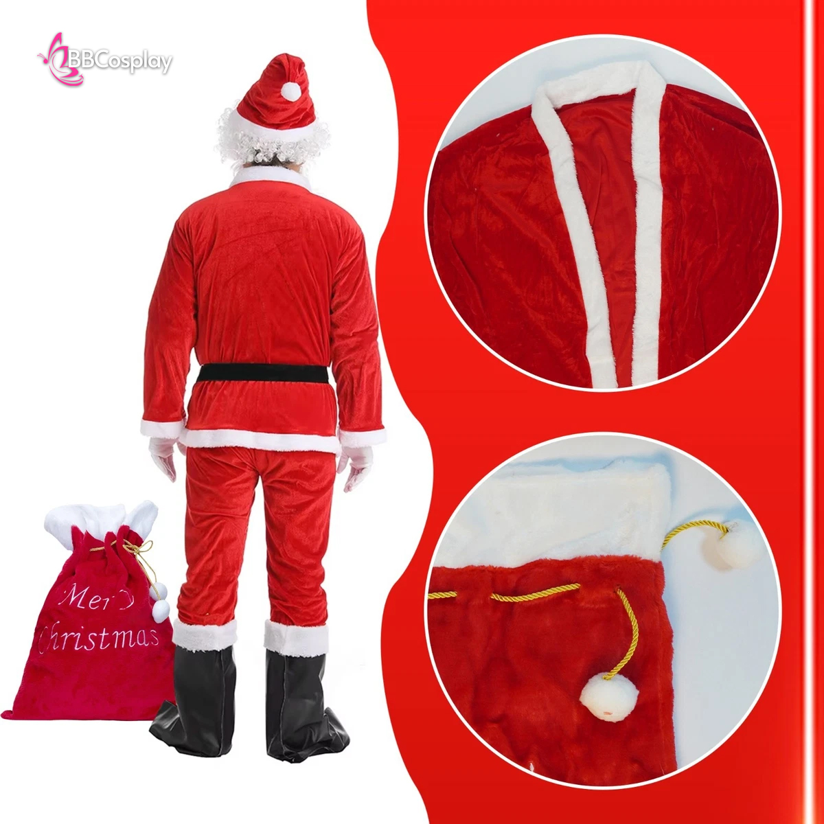 [Siêu Rẻ] Bộ Ông Già Noel 5 Món Vải NHUNG