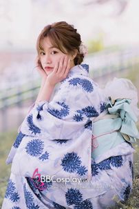 Áo Yukata Cẩm Tú Cầu Tặng Kèm Thắt Lưng