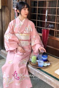 Áo Yukata Momoiro Tặng Kèm Thắt Lưng