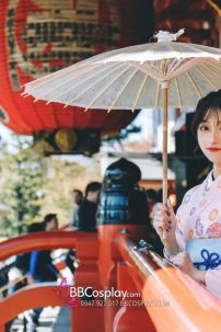 Áo Yukata Hồng Phấn Tặng Kèm Thắt Lưng