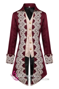 Vest Nam Tước Châu Âu Kèm Ghilê Viền Hoa Văn