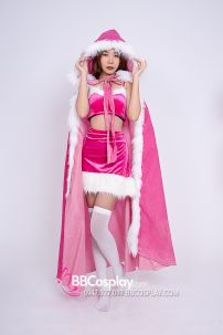 Bộ Noel Hồng Kèm Choàng Hồng Viền Lông Sang Xịn Xinh