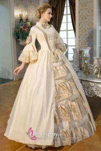 Đầm Bá Tước Tiểu Thư Anh Quốc Vintage Tone Kem