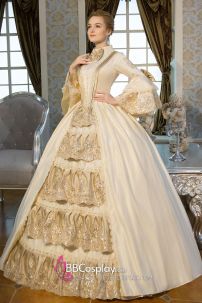 Đầm Bá Tước Tiểu Thư Anh Quốc Vintage Tone Kem