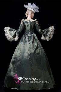 Đầm Nữ Hoàng Châu Âu Vintage Xanh Rêu