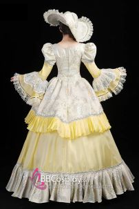 Đầm Rococo Style Xanh Pastel Phối Vàng Quý Phái