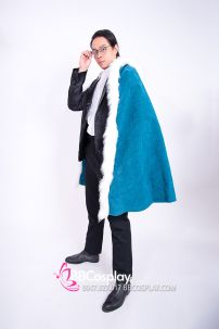 Áo Choàng Xanh Viền Lông Có Nón