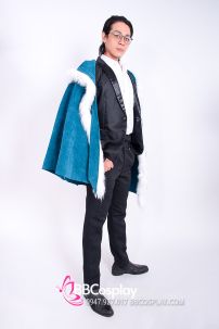 Áo Choàng Xanh Viền Lông Có Nón