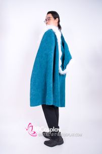 Áo Choàng Xanh Viền Lông Có Nón